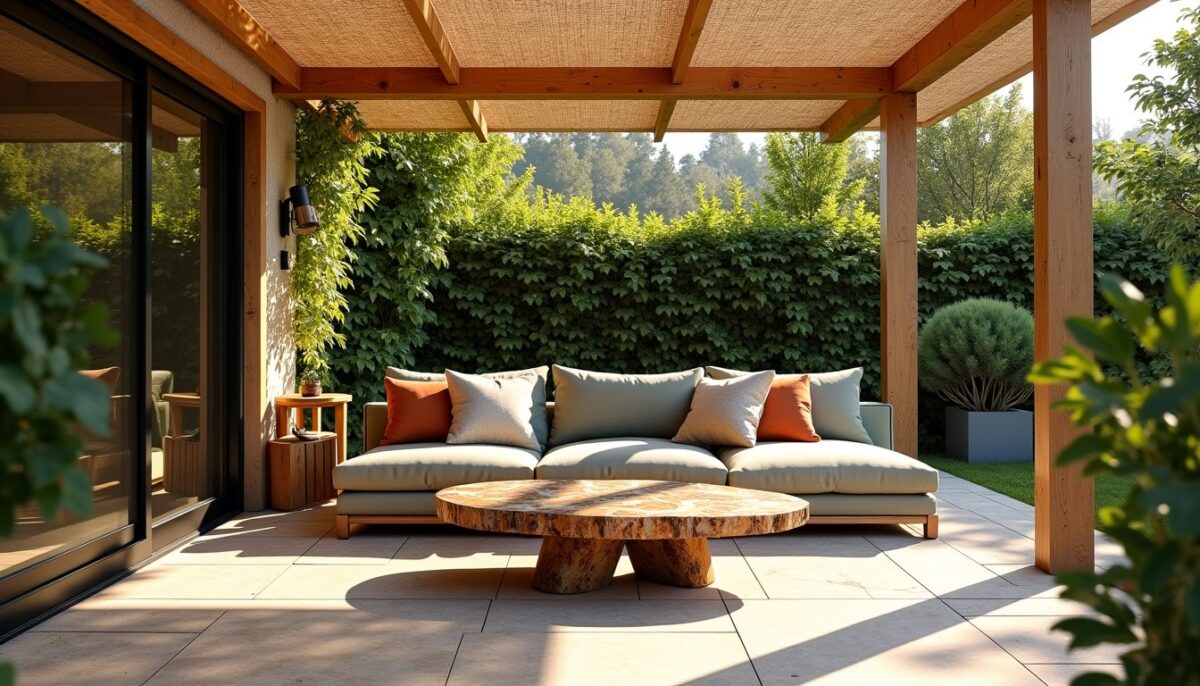 Créer une terrasse ombragée en valorisant les matériaux naturels et bruts Créer une terrasse ombragée en valorisant les matériaux naturels et bruts
